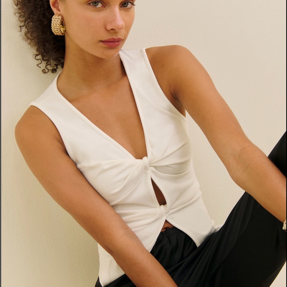 Reformation Tefi Knit Top (Fior Di Latte)